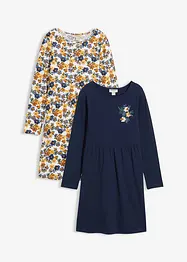 Jerseyklänning (2-pack) av ekologisk bomull, bonprix