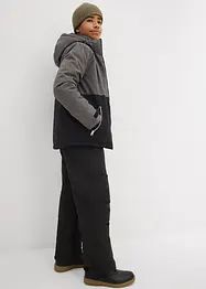 Vadderad vinterjacka med huva och blockfärger, bonprix