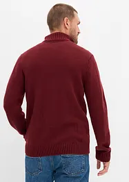 Tröja med krage och dragkedja, stickat flätmönster, bonprix