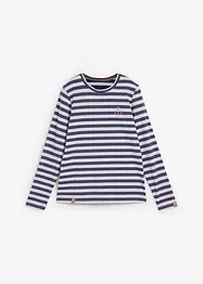 Randig långärmad T-shirt med broderi, bonprix
