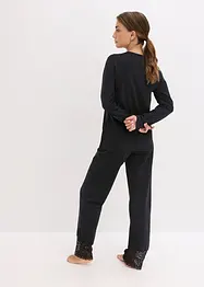 Pyjamas i mjuk bomull med spets, bonprix