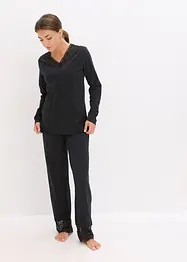 Pyjamas i mjuk bomull med spets, bonprix