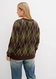 Finstickad tröja med rutmönster, bonprix