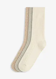 Ribbstickade strumpor med fluffigt garn (3-pack), bonprix