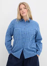 Rutig skjortblus i ren bomull, bonprix