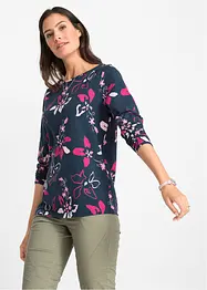 Långärmad topp med blommönster, bonprix