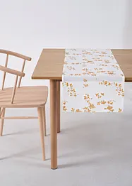 Bordslöpare av ekologisk bomull med glansig yta och mönster, bonprix