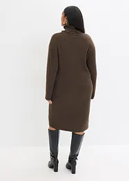 Ribbstickad klänning med polokrage, bonprix