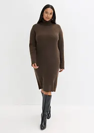Ribbstickad klänning med polokrage, bonprix