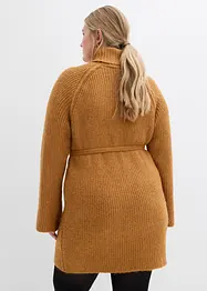 Kort ribbstickad klänning med polokrage, bonprix