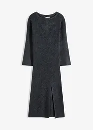 Stickad klänning med slits, bonprix