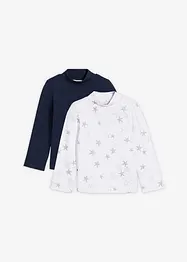 Långärmad topp av elastisk, ekologisk bomull (2-pack), bonprix