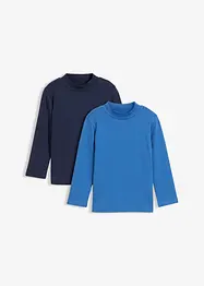 Långärmad topp med ståkrage, av ekologisk bomull (2-pack), bonprix