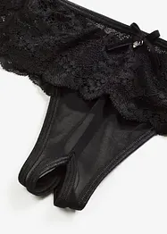 Korsettlinne med strumpebandshållare + stringtrosa ouvert (2 delar), bonprix