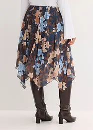 Mellanlång chiffongkjol med asymmetrisk nederkant, bonprix