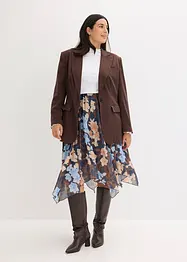 Mellanlång chiffongkjol med asymmetrisk nederkant, bonprix