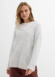 Lång oversizetröja med sidslitsar, bonprix
