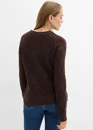 Oversized tröja med stickat flätmönster, bonprix