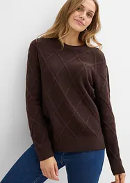 Oversized tröja med stickat flätmönster, bonprix