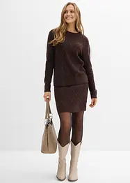 Stickad kjol med flätmönster, bonprix