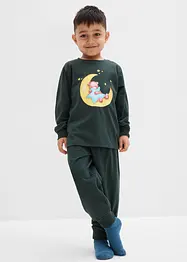 Pyjamas i mjuk bomull med självlysande tryck (2 delar), bonprix