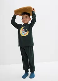 Pyjamas i mjuk bomull med självlysande tryck (2 delar), bonprix