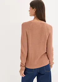 Ribbstickad tröja i böljande viskosmix, bonprix