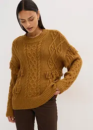 Oversizetröja med fransar, bonprix