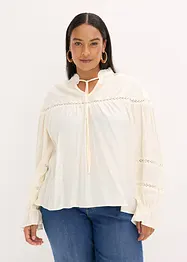 Blus i fintrådig viskosmix, bonprix