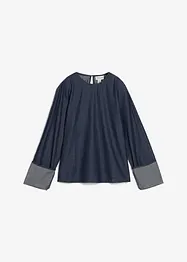 Jeansblus med vida ärmar, bonprix