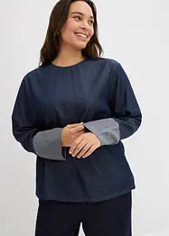 Jeansblus med vida ärmar, bonprix