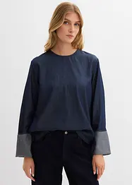 Jeansblus med vida ärmar, bonprix