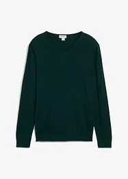 Finstickad tröja i bomullsblandning med merinoull, bonprix