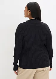 Finstickad tröja med viskos och ribbade effekter, 2-i-1-look, bonprix