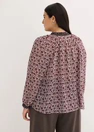 Mönstrad chiffongblus med broderi, bonprix