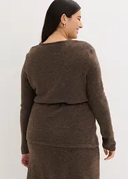 Stickad topp med knytband i skinnimitation, bonprix