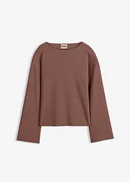 Långärmad topp av ribbat material, bonprix