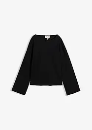Långärmad topp av ribbat material, bonprix