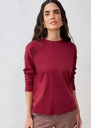 Långärmad topp med silke, bonprix