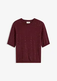Tröja med glitterstenar och korta ärmar, bonprix