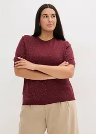 Tröja med glitterstenar och korta ärmar, bonprix