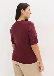 Tröja med glitterstenar och korta ärmar, bonprix