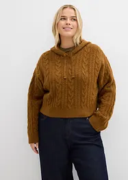 Grovstickad tröja med huva, bonprix