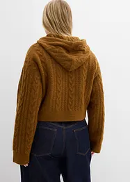 Grovstickad tröja med huva, bonprix