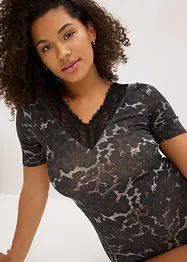 Body i modal med spets och halvlånga ärmar, bonprix