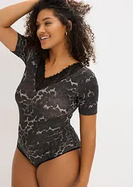 Body i modal med spets och halvlånga ärmar, bonprix
