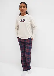 Pyjamas med flanellbyxa av mjuk bomull (2 delar), bonprix