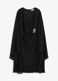 Miniklänning med cape av tunn chiffong, bonprix