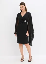 Miniklänning med cape av tunn chiffong, bonprix