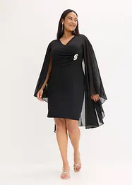 Miniklänning med cape av tunn chiffong, bonprix